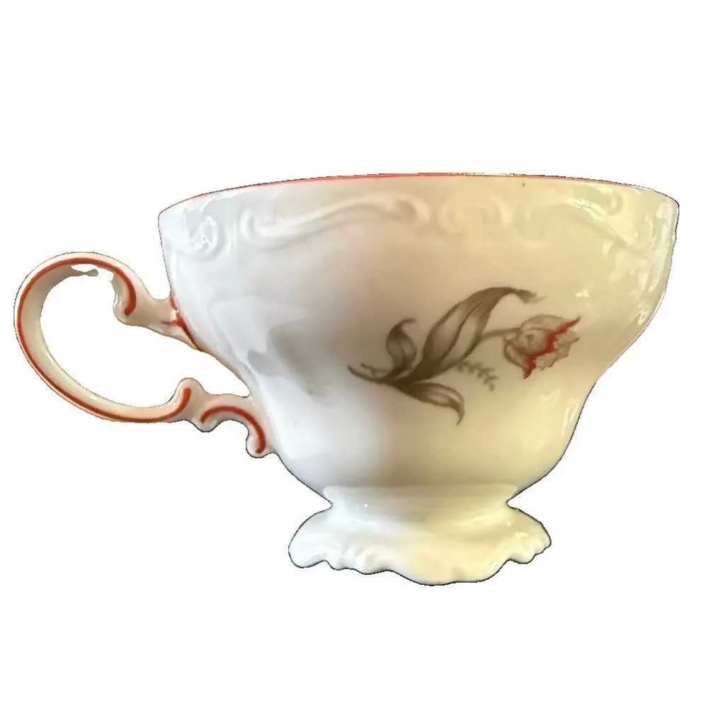 Vintage Rosenthal Pompadour Footed Teacup Red Trim Selb Germany
